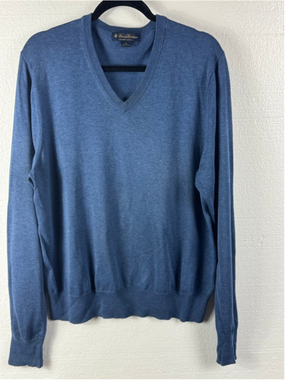 Brooks Brothers Blue V-Neck Supima Cotton Sweater size Medium